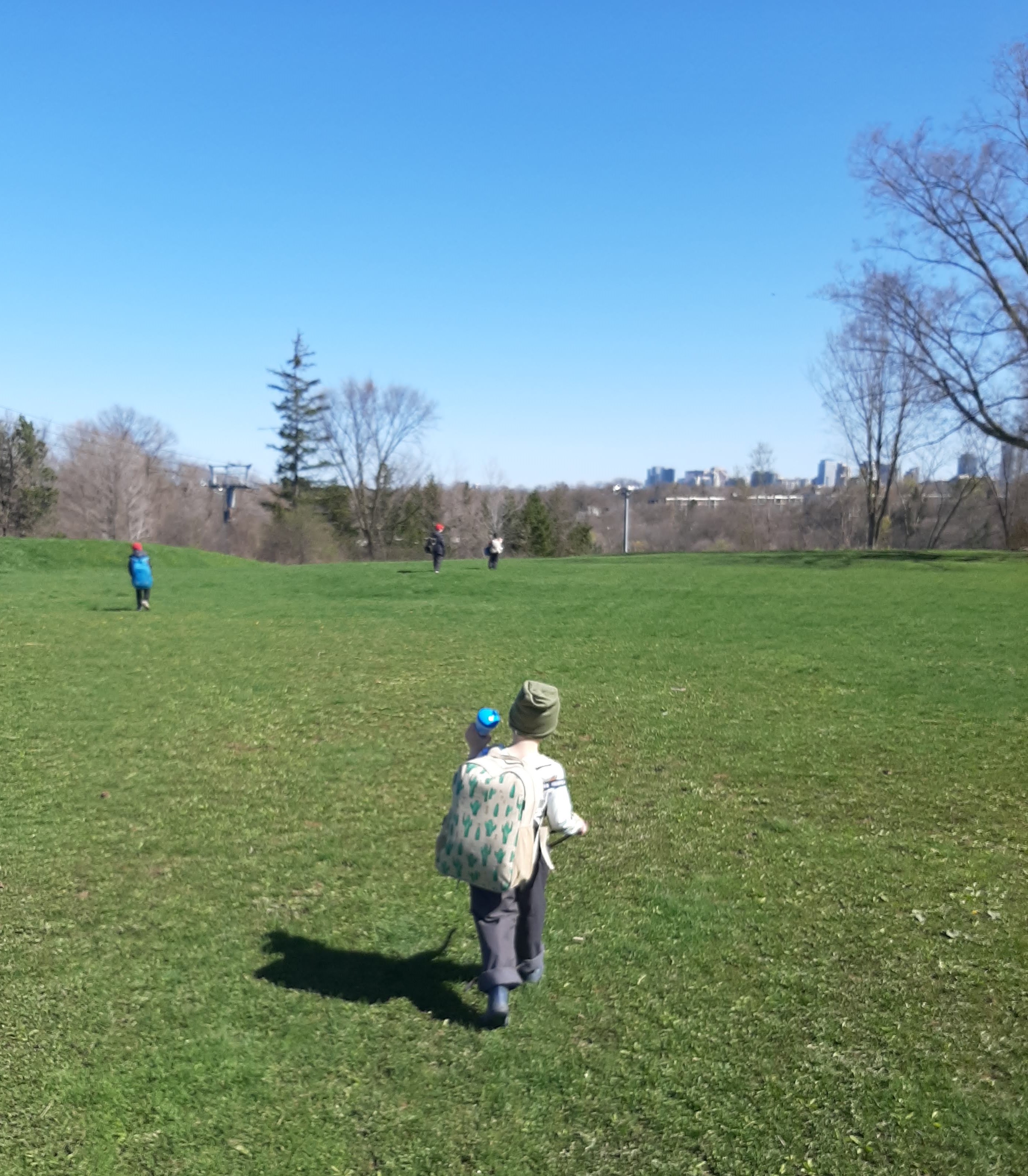 pesach camper walking in feild
